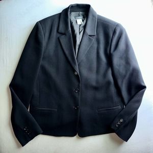 Vintage Black Wool J Crew Blazer (Size 14)
